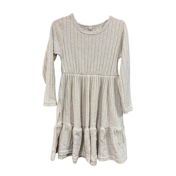 5/$20 Cream Ribbed LS Dress - 4T - Picture 1 of 3
